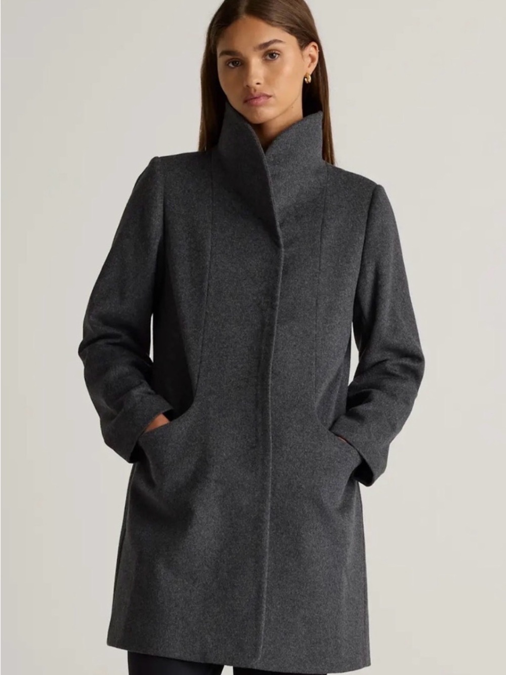 Quince Women's Dark Charcoal Gray Cocoon Wool-Blend Coat